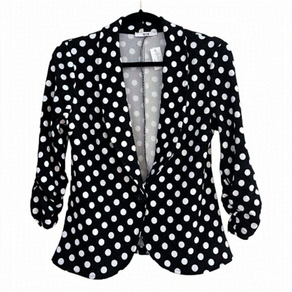 V&X Jackets & Blazers - V&X Black & White Polka Dot Blazer 3/4 Sleeve Size Small